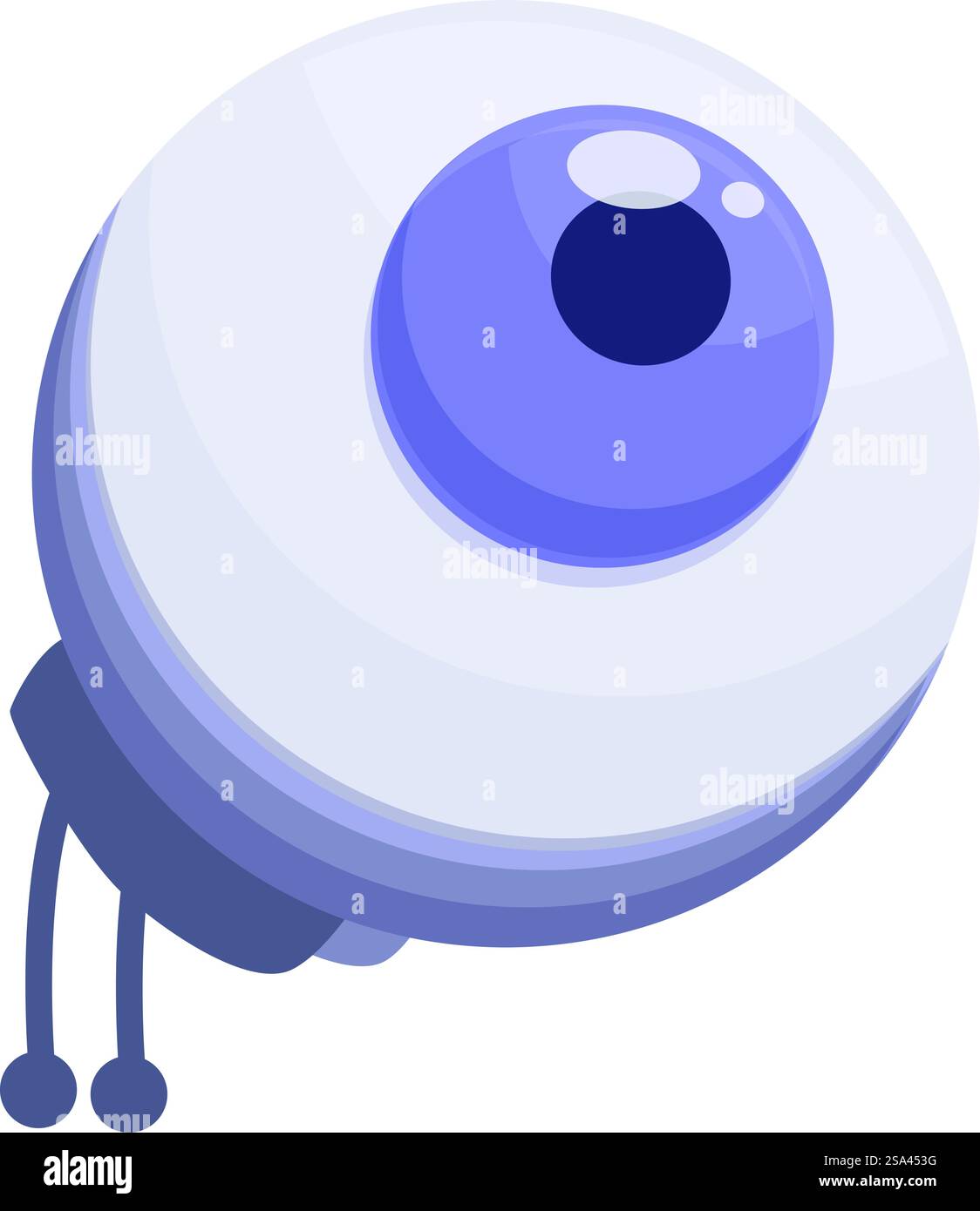 Futuristische isometrische Roboteraugenillustration mit künstlicher Intelligenz und kybernetischem Design auf weißem Hintergrund. Isometrische Ansicht eines stilisierten Roboterauges, perfekt für Technik- und KI-Konzepte Stock Vektor