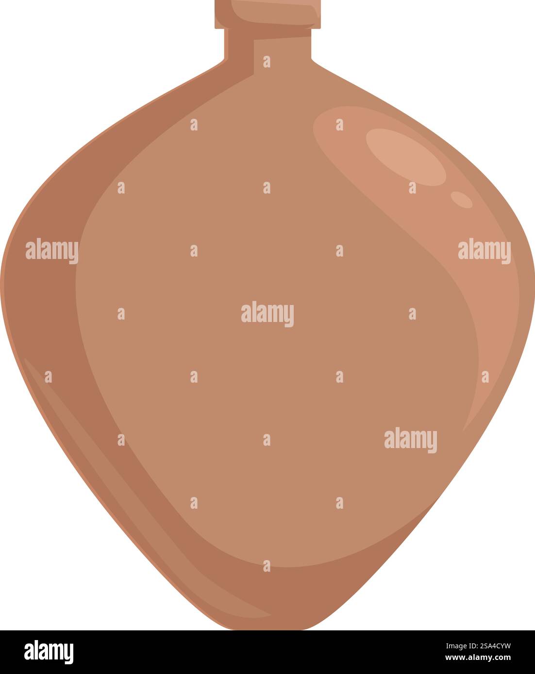Braune Tonflasche stehend mit engem Hals. Einfache braune Tonflasche aufrecht stehend Stock Vektor