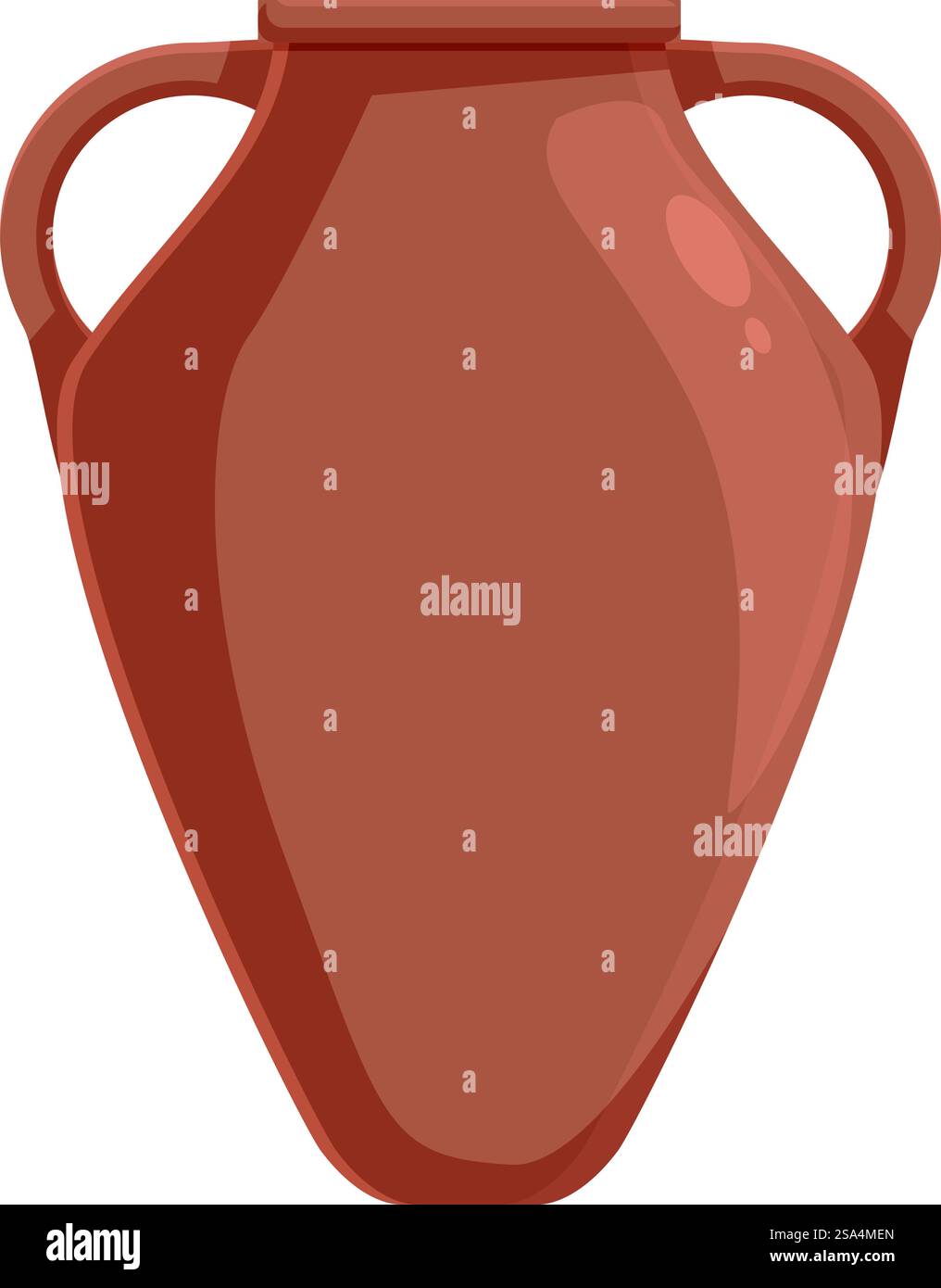 Große leere Tonamphore, mit einem schmalen Hals und zwei Griffen, auf weißem Hintergrund. Große leere Tonamphore auf weißem Hintergrund Stock Vektor