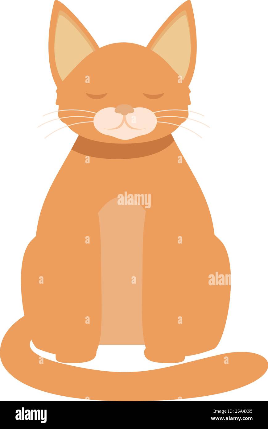Illustration im Cartoon-Stil einer Ingwertabby-Katze, die mit geschlossenen Augen sitzt und ruhig und entspannt aussieht. Süße Ingwer Tabby Katze sitzt mit geschlossenen Augen, ruhig und entspannt Stock Vektor