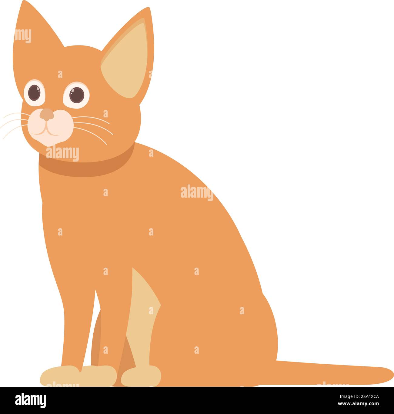 Entzückende Ingwerkatze mit großen Augen, die ruhig sitzen, isoliert auf weißem Hintergrund. Süße Ingwer Tabby Katze, die friedlich auf weißem Hintergrund sitzt Stock Vektor