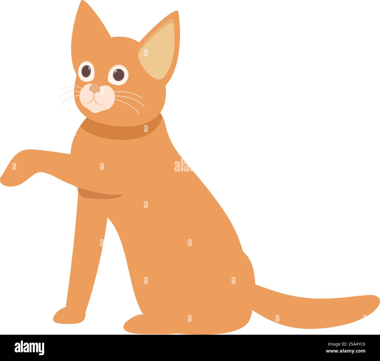 Niedliche Ingwer Tabby Katze, die sitzt und ihre Pfote hochhebt, isoliert auf einem weißen Hintergrund. Niedliche Ingwer Tabby Katze, die auf weißem Hintergrund sitzt und die Pfote hochhebt Stock Vektor