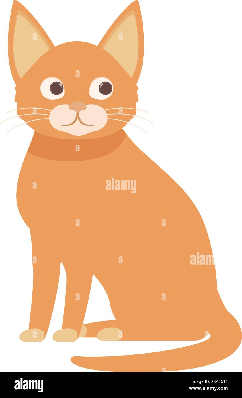 Bezaubernde Illustration einer niedlichen orangen Tabby-Katze, die mit Neugier sitzt und aufblickt, perfekt für Tiermotive. Süße orangene Tabbykatze sitzend und neugierig aufblickend Stock Vektor