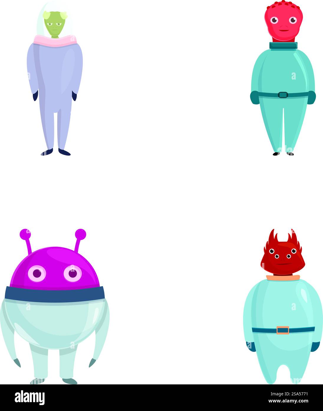 Niedliche Alien-Ikonen setzen Cartoon-Vektor. Lustige Weltraum-Alien oder Monster. Zeichentrickfigur. Niedliche Alien-Ikonen setzen Cartoon-Vektor. Lustige Weltraum-Alien oder Monster Stock Vektor