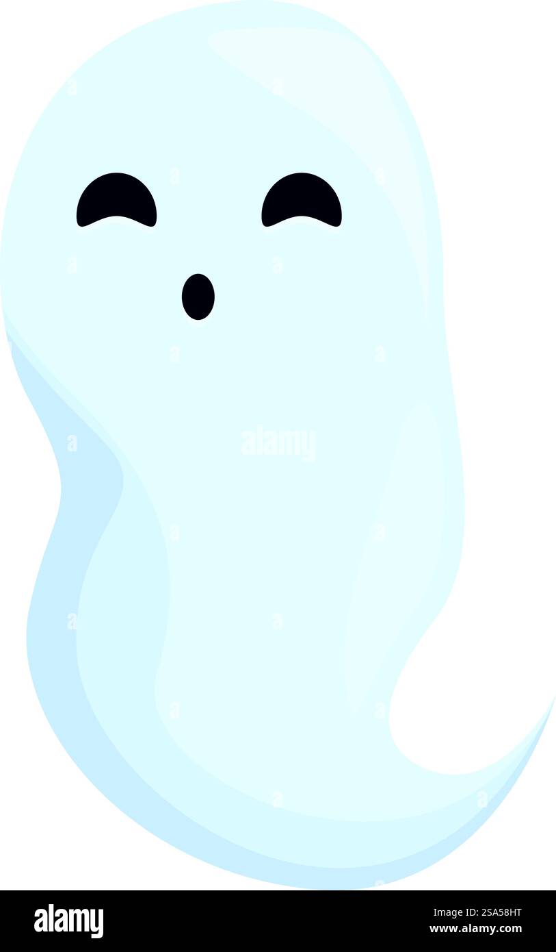 Zeichentrickgespenst mit überraschtem Ausdruck, perfekt für halloween-Projekte. Niedlicher blauer Geist, der mit überraschtem Ausdruck für die halloween-Feier schwimmt Stock Vektor
