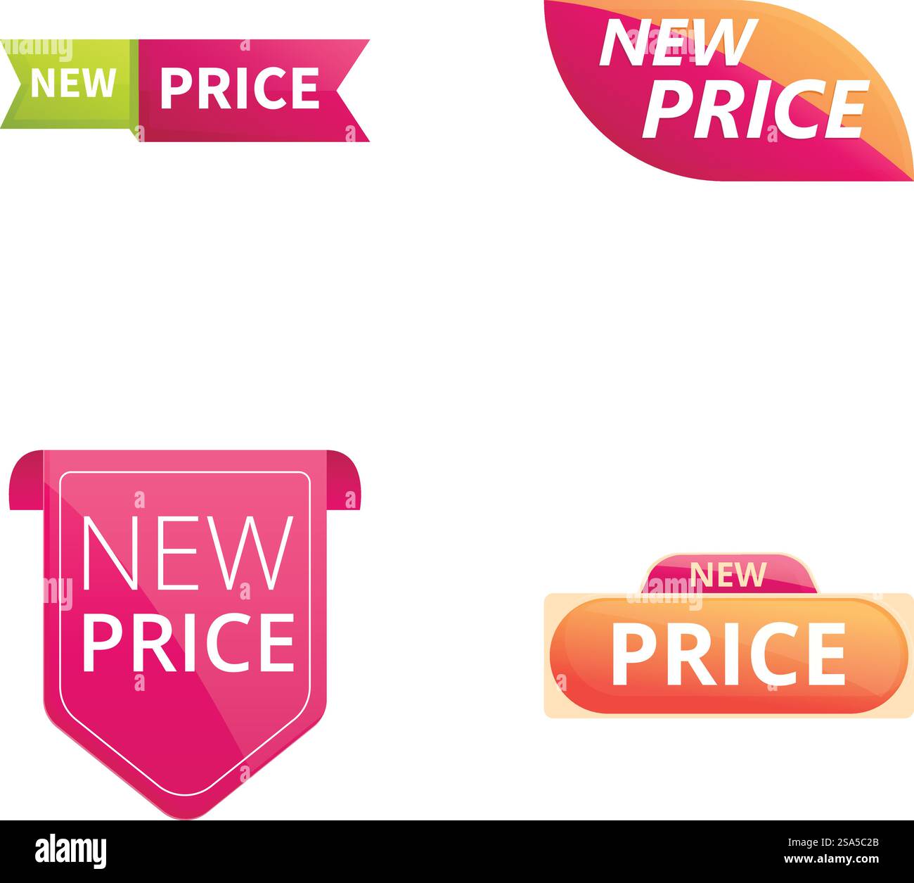 Neue Etikettensymbole setzen den Cartoonvektor. Neue Preisanzeige, Banner und Ecke. Sonderangebot, Rabatt auf Kauf. Neue Etikettensymbole setzen den Cartoonvektor. Neue Preisanzeige, Banner und Ecke Stock Vektor