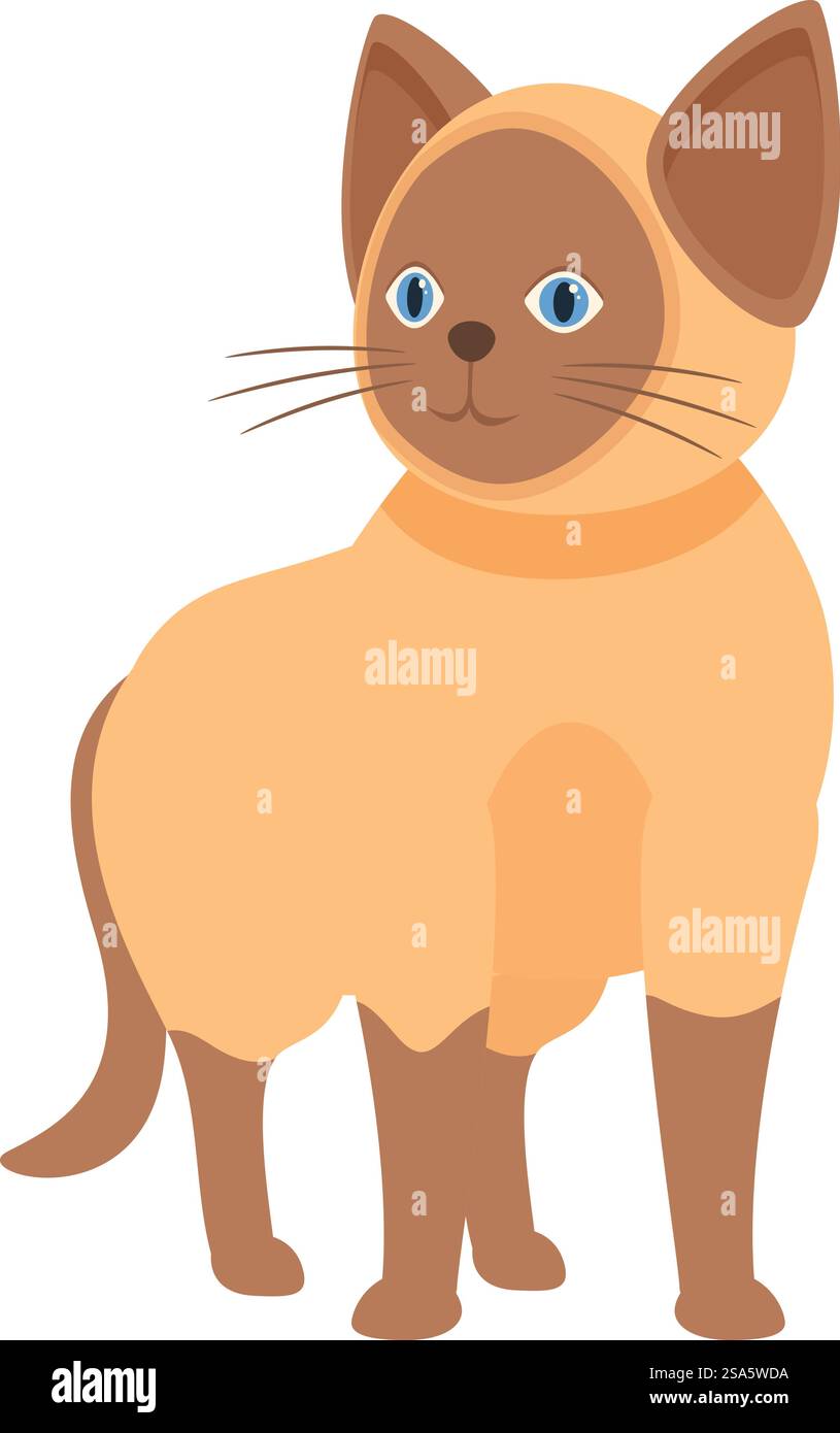Die süße siamkatze in Kleidung posiert für Modefotografie. Siamkatze trägt Kleidung, die für Mode posiert Stock Vektor
