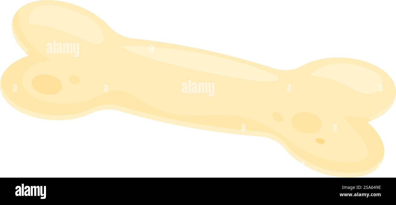 Hundeknochen horizontal isoliert auf weißem Hintergrund. Zeichentrickzeichnung eines horizontal liegenden Hundeknochens Stock Vektor