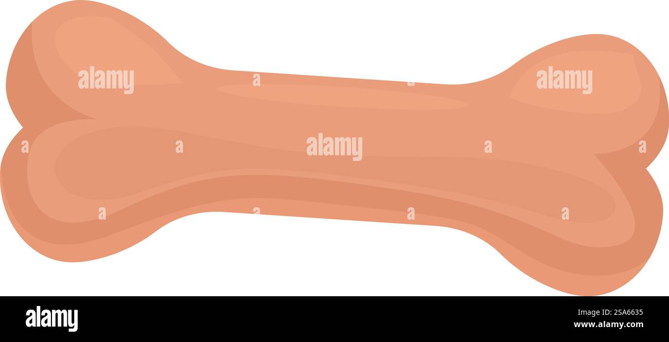 Einfache Illustration eines hellbraunen Hundeknochens, der horizontal auf weißem Hintergrund liegt. Hundeknochen horizontal isoliert auf weißem Hintergrund Stock Vektor