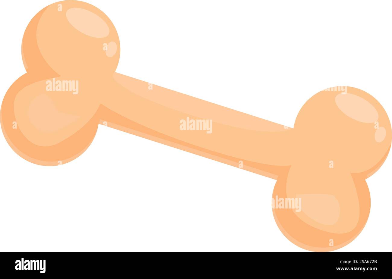 Großer Hundeknochen, isoliert gelegen, perfekt für Heimtierfutter oder Tierpflegeprojekte. Großer Hundeknochen, isoliert auf weißem Hintergrund Stock Vektor