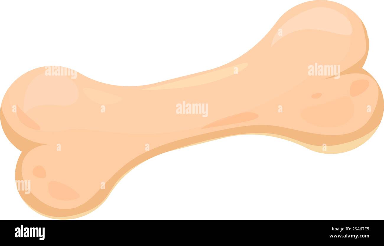 Großer, verführerischer Hundeknochen liegt auf weißem Hintergrund, bereit für einen verspielten Welpen. Großer Hundeknochen zum Kauen und Spielen auf weißem Hintergrund Stock Vektor