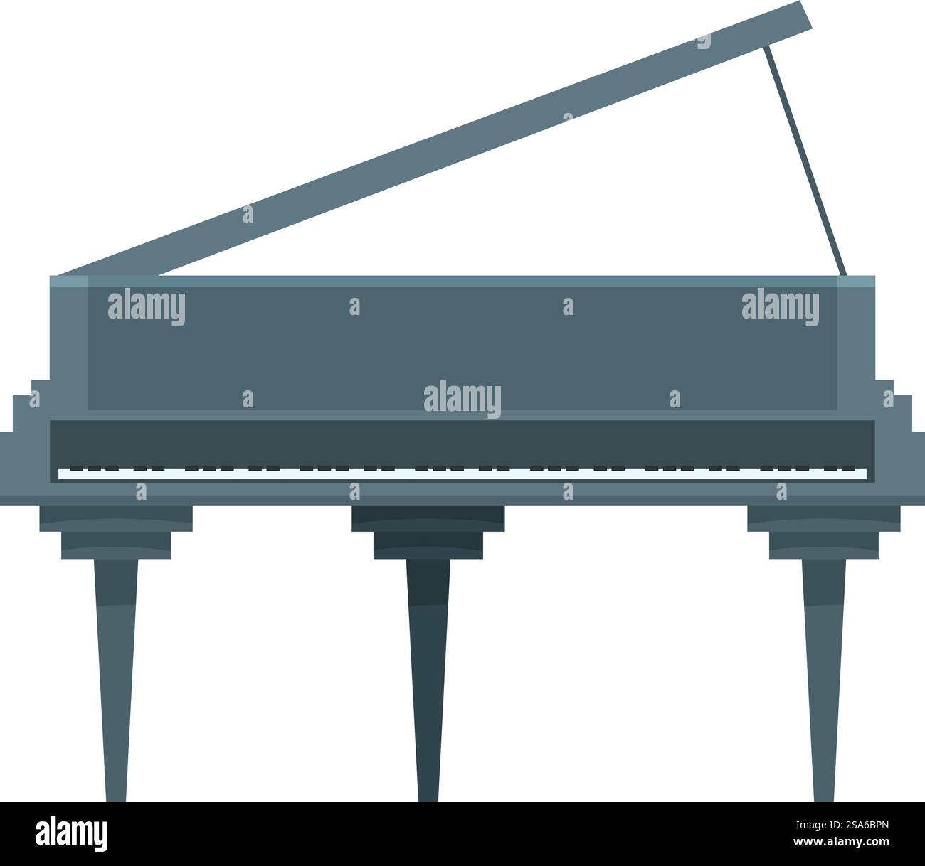 Grand Piano stehend mit offener Decke, ein Musikinstrument für klassische Konzerte oder Jazzbands. Grand Piano mit offener Decke in minimalistischem Stil Stock Vektor