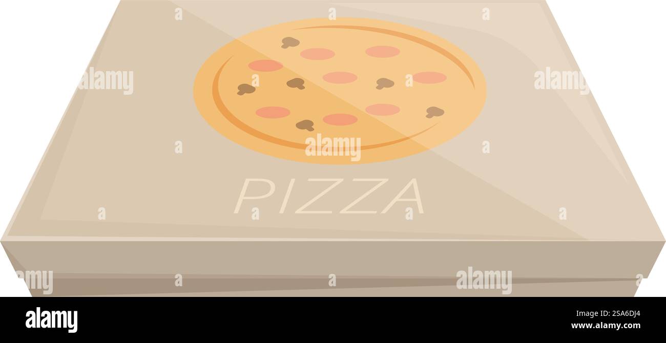 Geschlossene Pizzakarton aus Pappe mit frisch gebackener Pizza, die das Konzept der Lieferung von Speisen oder zum Mitnehmen veranschaulicht. Geschlossener Pizzakarton aus Pappe mit frisch gebackener Pizza Stock Vektor