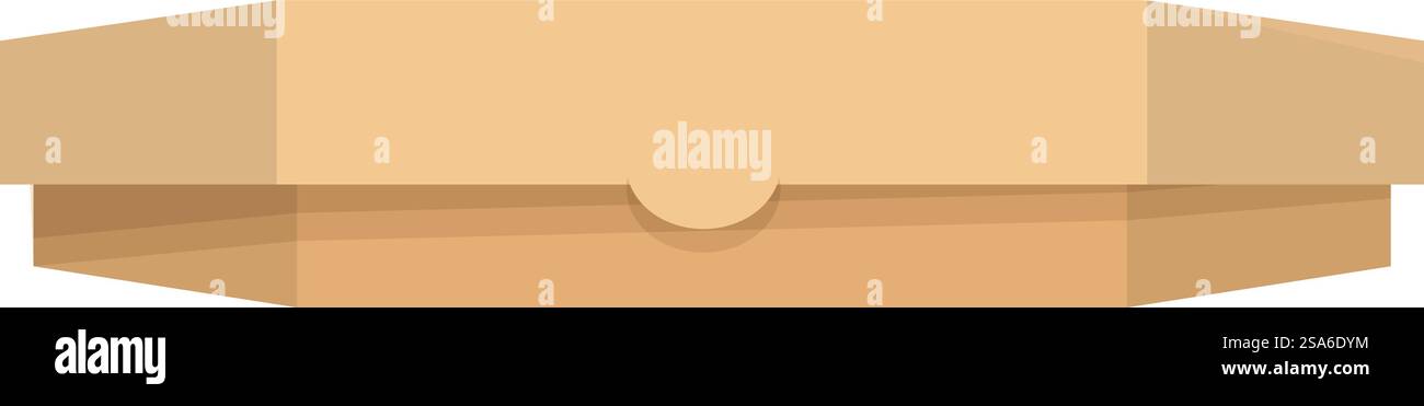 Geschlossener Pizzakarton aus Pappe in perspektivischer Sicht, bereit für Lieferung oder zum Mitnehmen. Geschlossene Pizzaschachtel aus Pappe mit perspektivischer Sicht des Deckels Stock Vektor