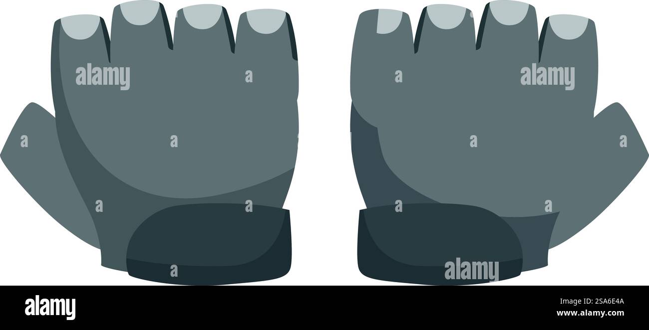 Graue fingerlose Handschuhe bieten Schutz für Hände und Handgelenke während des Workouts oder Radfahrens. Paar graue fingerlose Handschuhe für Training oder Radfahren Stock Vektor