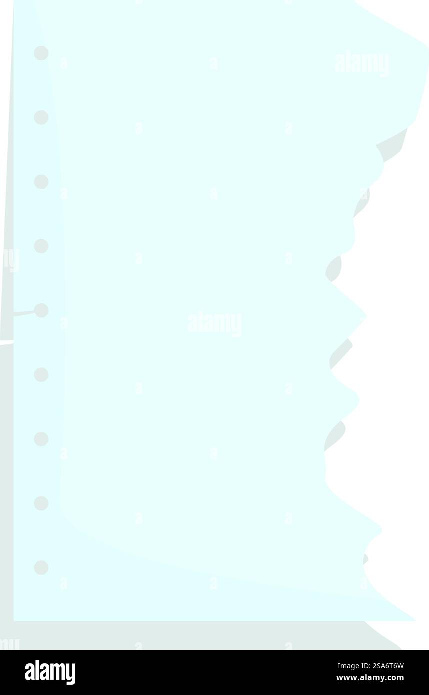 Ein leeres Notizpapier mit gerissener rechter Kante liegt nach unten. Leeres zerrissenes Notizpapier mit Löchern liegt nach unten Stock Vektor