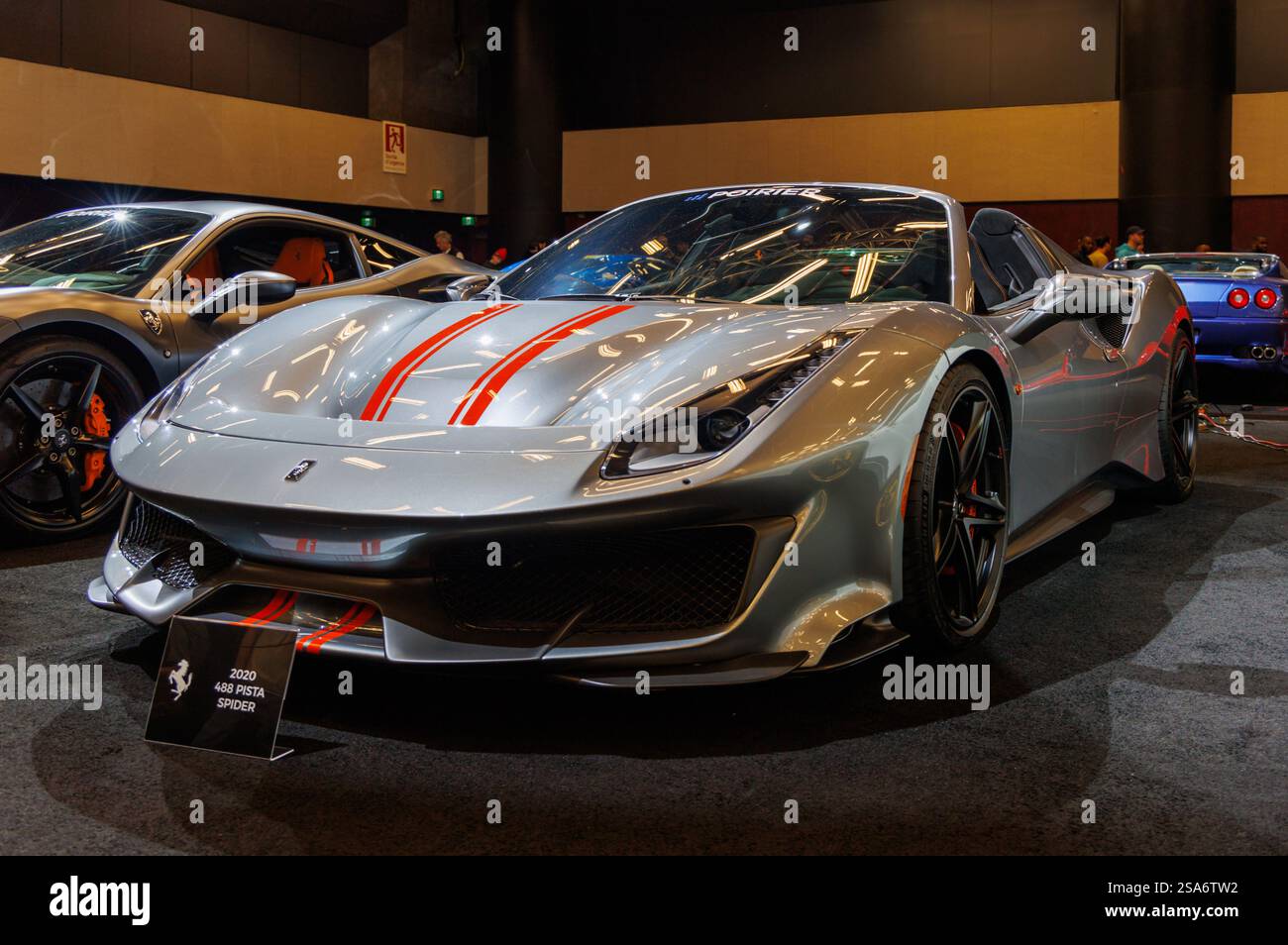 Montreal, Kanada – ca. 2025: 2020 Ferrari 488 Pista Spider Stockfoto