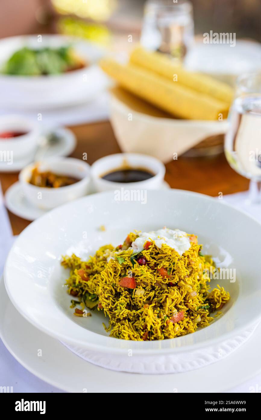 Flavours of India - Papdi chaat traditionelle indische Küche Stockfoto