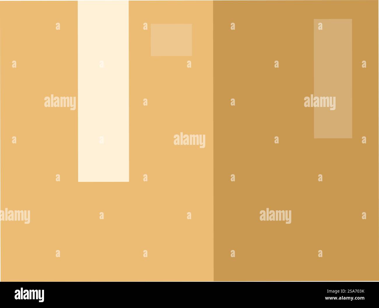 Der mit Klebeband versiegelte Karton steht aufrecht. Pappschachtel mit aufstehendem Klebeband versiegelt Stock Vektor