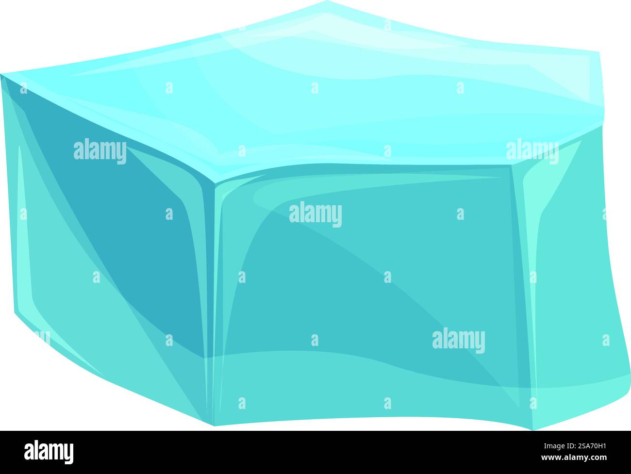 Blauer Eiswürfel im Cartoon-Stil, der ein erfrischendes Gefühl vermittelt. Blauer Eiswürfel, der isoliert auf weißem Hintergrund schmilzt Stock Vektor