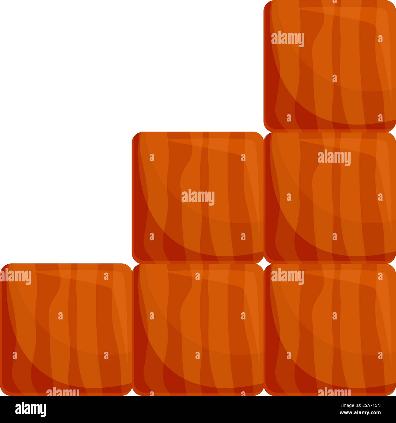 Sechs Holzblöcke, die eine aufsteigende Treppenform bilden. Holzblöcke, die eine aufsteigende Treppenform bilden Stock Vektor