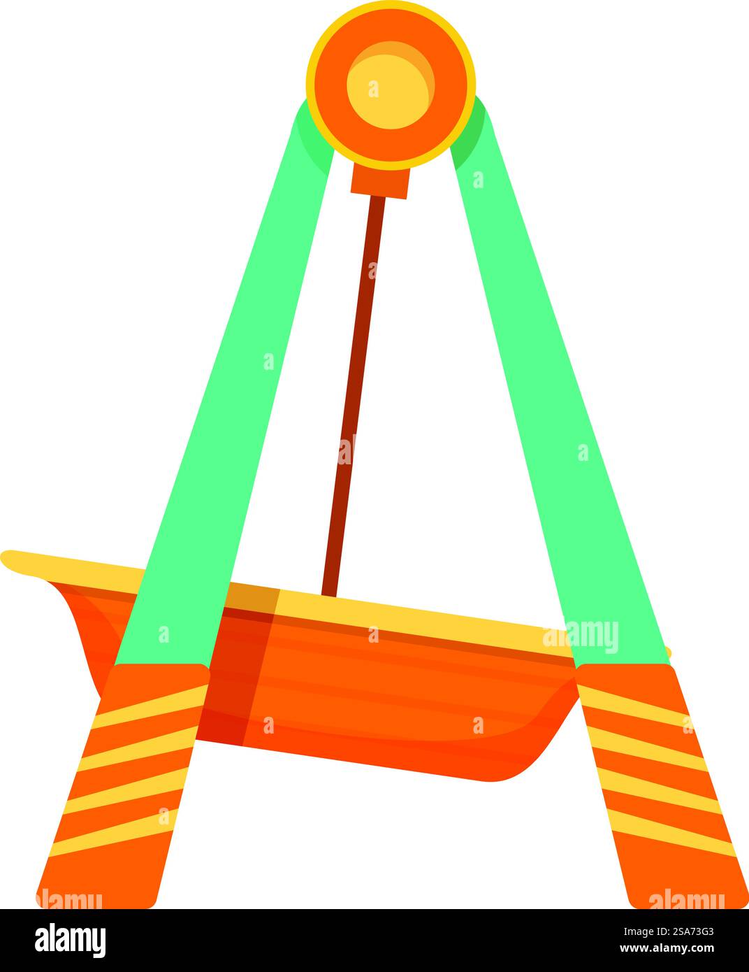 Abbildung einer leerstehenden Bootsfahrt in Form einer Schaukel, die häufig in Vergnügungsparks zu finden ist. Leeres Boot schwingt im Vergnügungspark auf weißem Hintergrund Stock Vektor