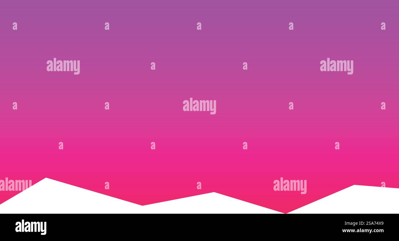 Hintergrund mit leuchtendem rosa und lila Farbverlauf und einzigartigem unregelmäßigem unteren Rand. Hintergrund mit Farbverlauf in leuchtendem Pink und Lila mit unregelmäßigem unteren Rand Stock Vektor
