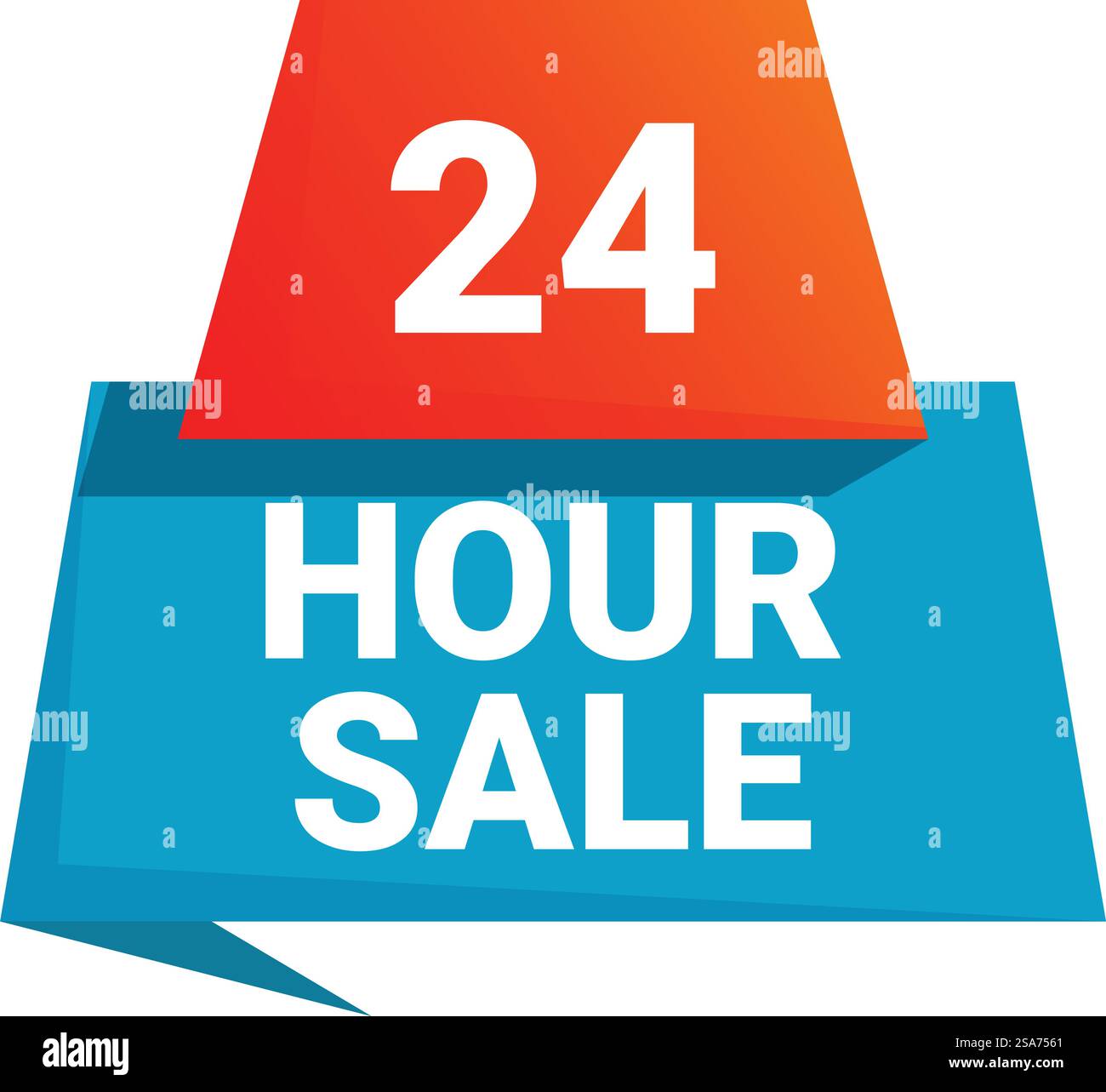 Blaues und rotes Banner, das einen 24-Stunden-Verkauf ankündigt. 24-Stunden-Werbebanner zur Ankündigung des Sonderangebots Stock Vektor