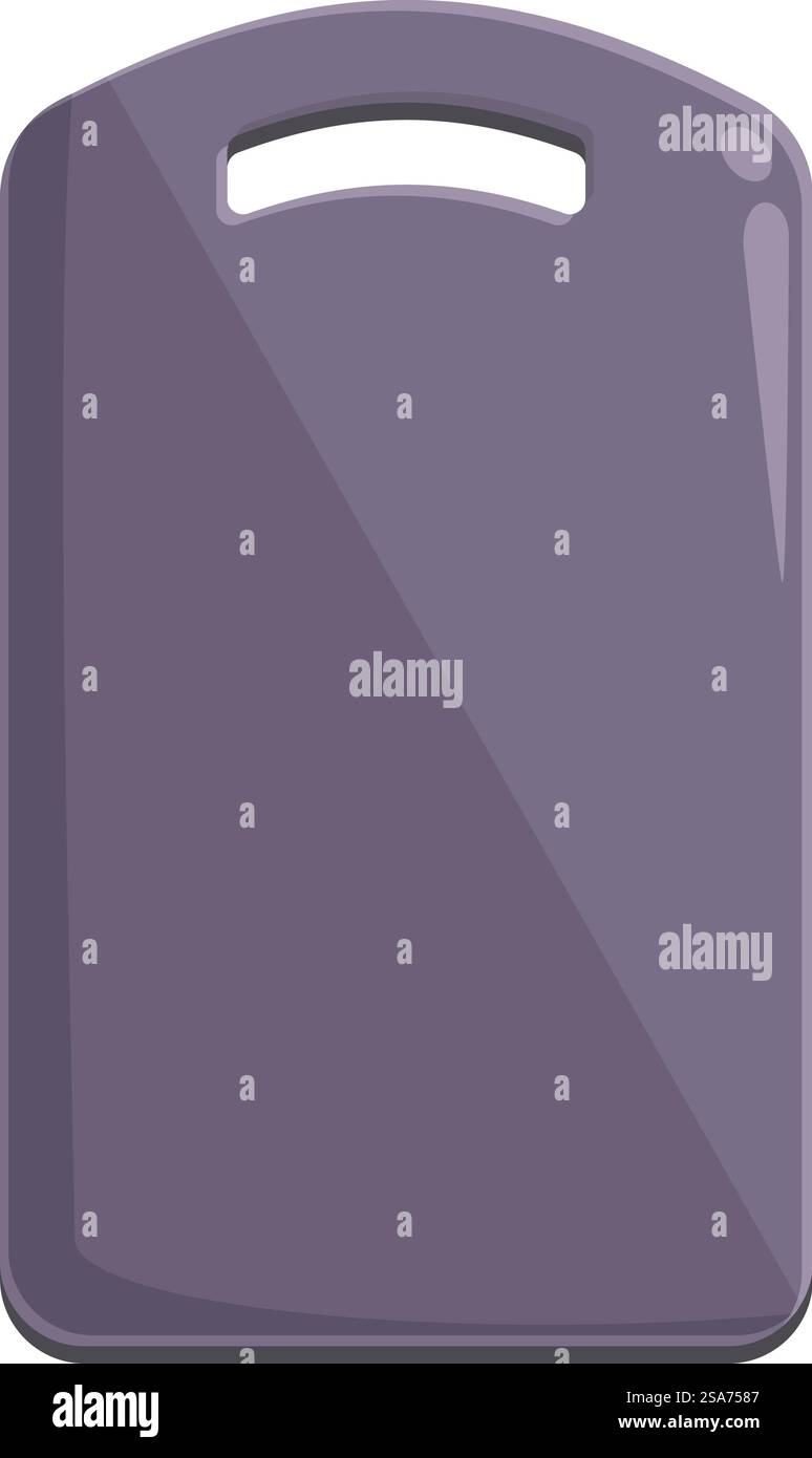 Rechteckiges Schneidebrett aus Kunststoff mit Griff, perfekt für die Zubereitung von Speisen in der Küche. Küchenschneidebrett aus Kunststoff mit Griff zum Kochen Stock Vektor