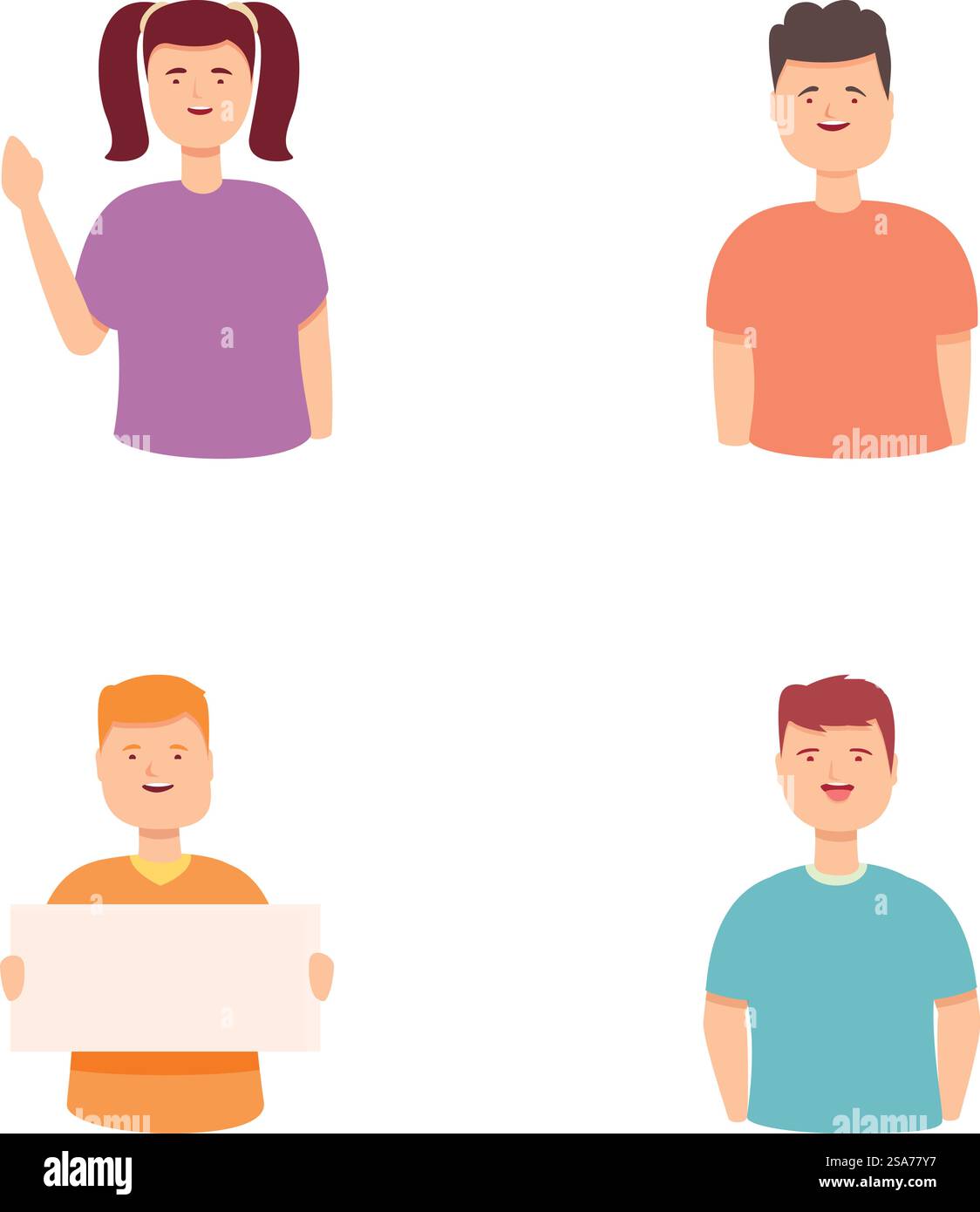 Symbol für Syndrom nach unten setzt Cartoonvektor. Verschiedene Menschen mit Down-Syndrom. Genetische Erkrankungen. Symbol für Syndrom nach unten setzt Cartoonvektor. Verschiedene Menschen mit Down-Syndrom Stock Vektor