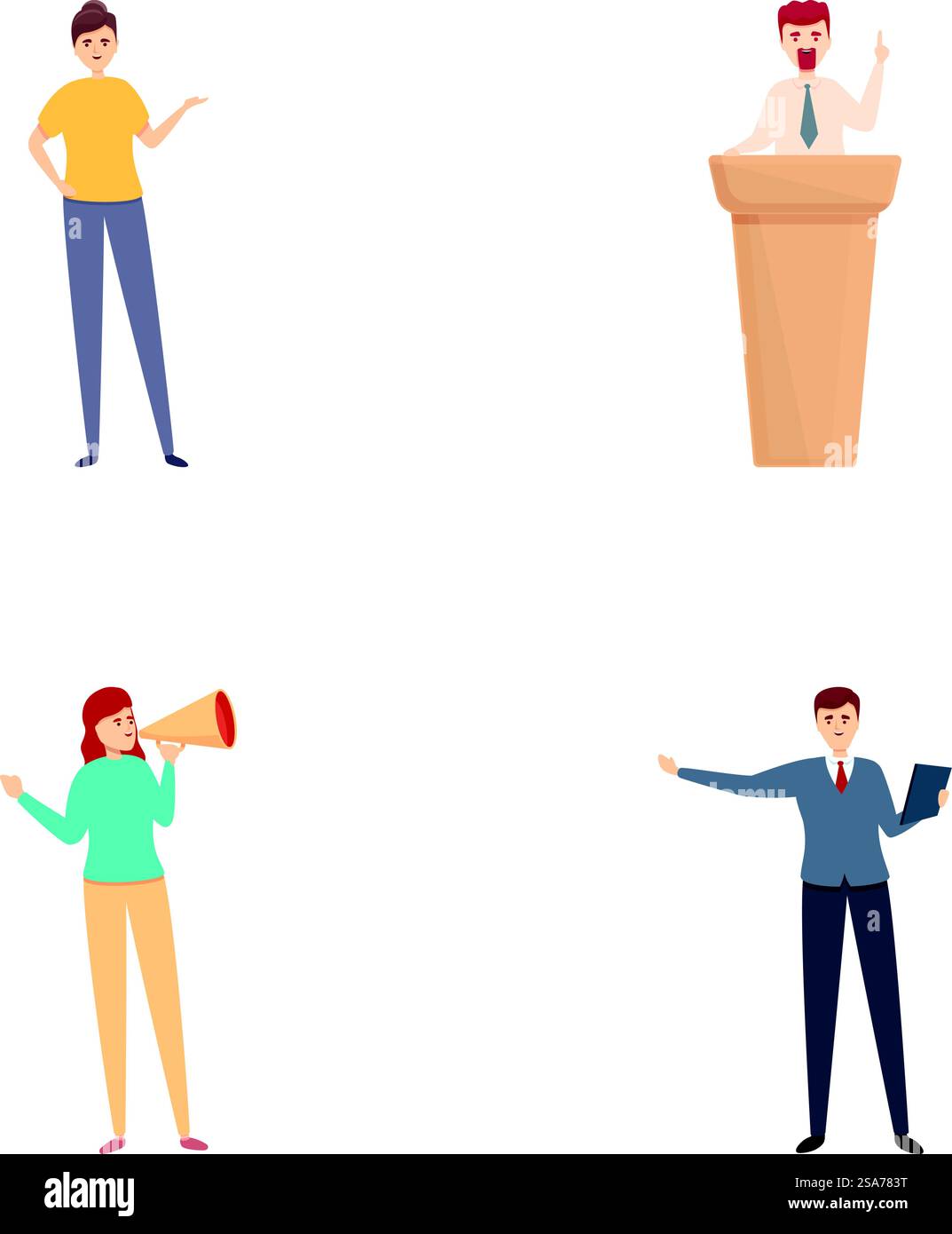 Öffentliche Agitation-Symbole setzen Cartoon-Vektor. Lautes Reden und Aufregen von Menschen. Kampagnenkonzept. Öffentliche Agitation-Symbole setzen Cartoon-Vektor. Lautes Reden und Aufregen von Menschen Stock Vektor