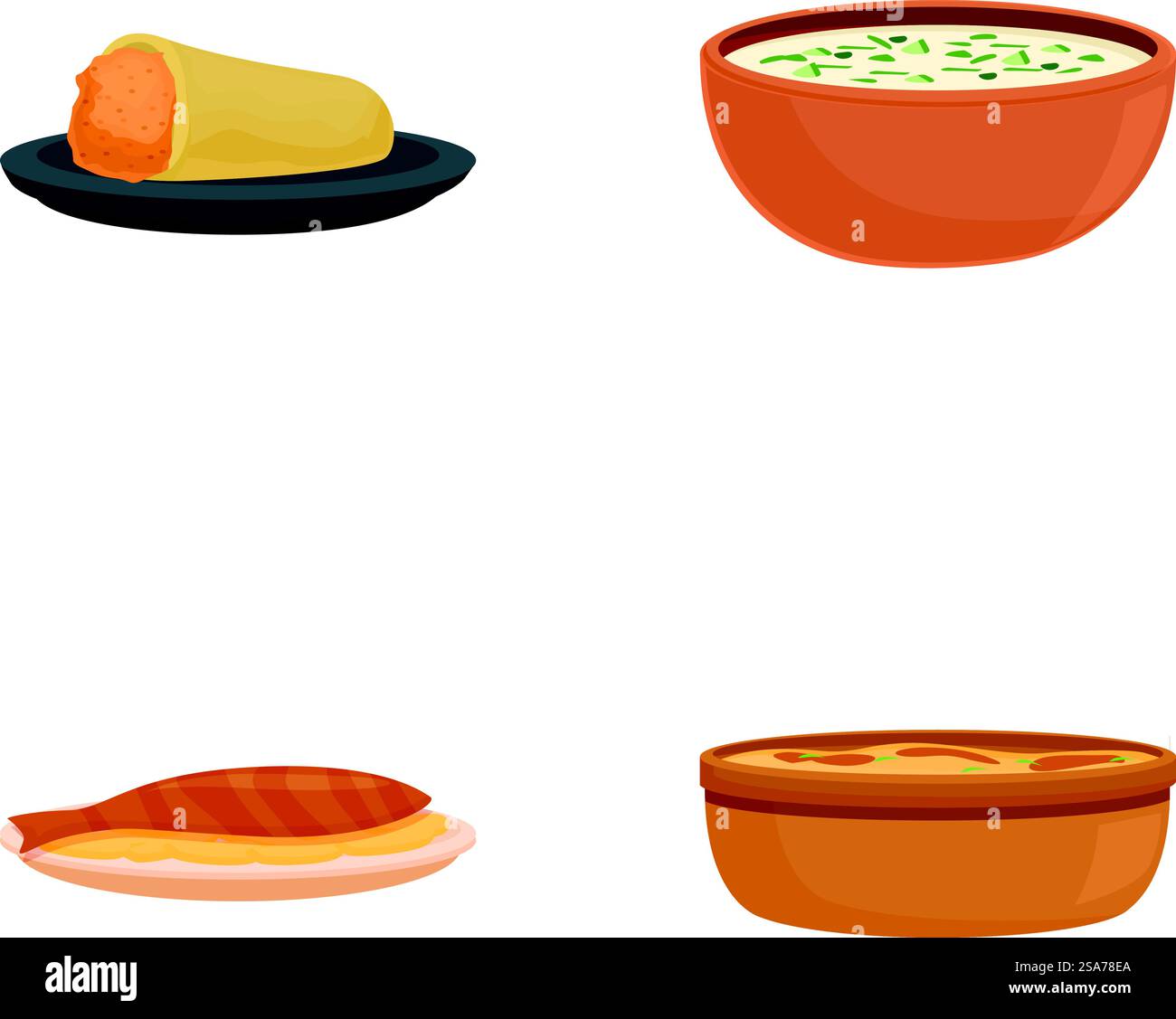 Albanische Küche Ikonen setzen Cartoon Vektor. Leckeres Gericht der albanischen Küche. Traditionelles Essen. Albanische Küche Ikonen setzen Cartoon Vektor. Leckeres Gericht der albanischen Küche Stock Vektor