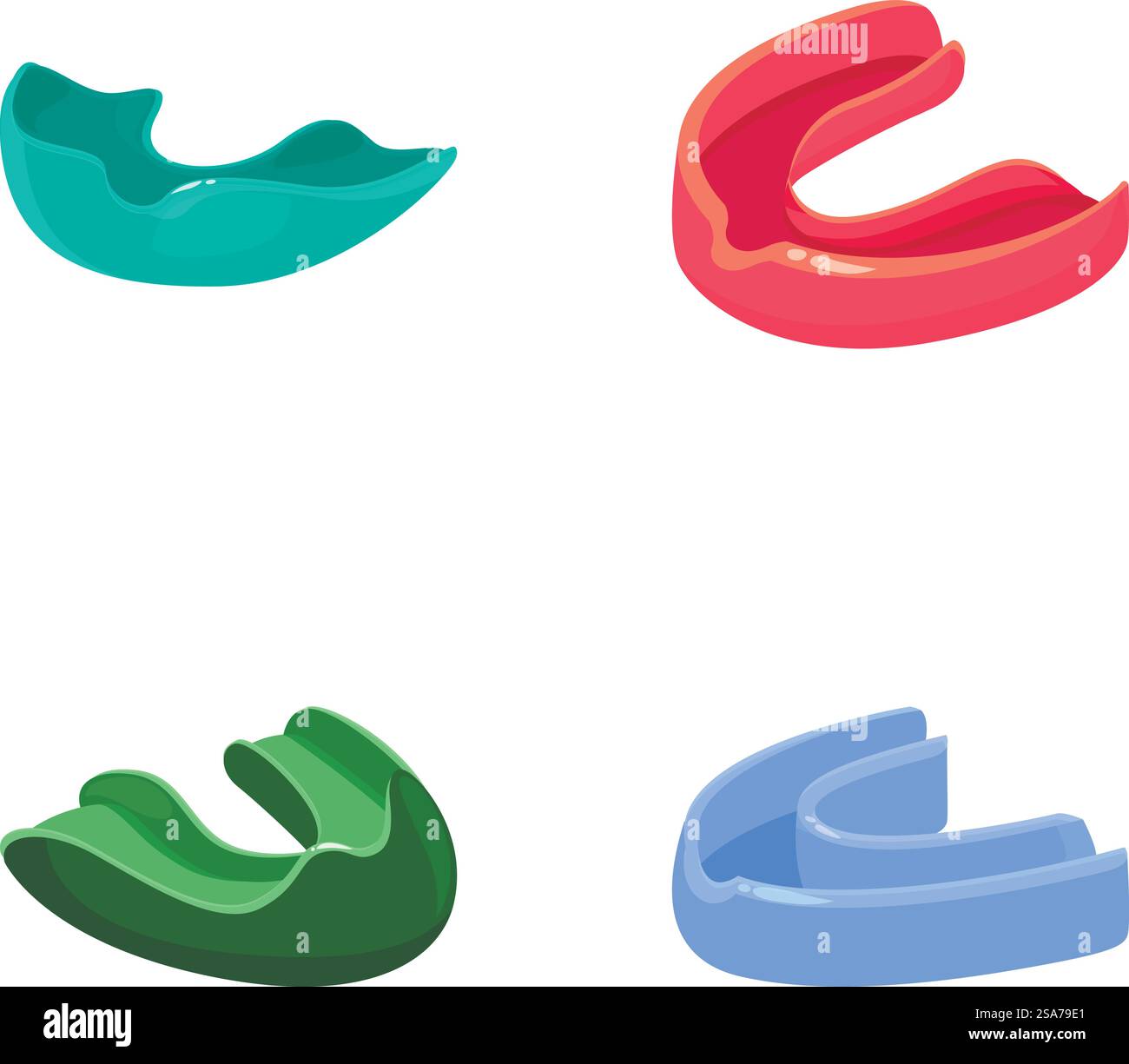 Set aus vier lebendigen, vektorgerendeten Comic-Glückskeksen in verschiedenen Farben. Buntes Cartoon Glücksbringer Vektor-Set Stock Vektor