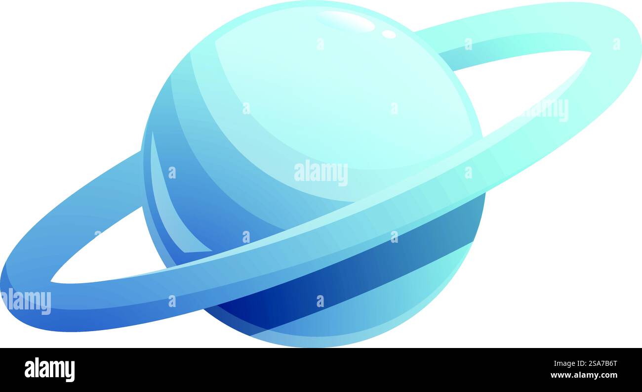 Blauer Planet mit Ringen, die im Raum umkreisen. Blauer Planet mit Ring im Weltraum Stock Vektor