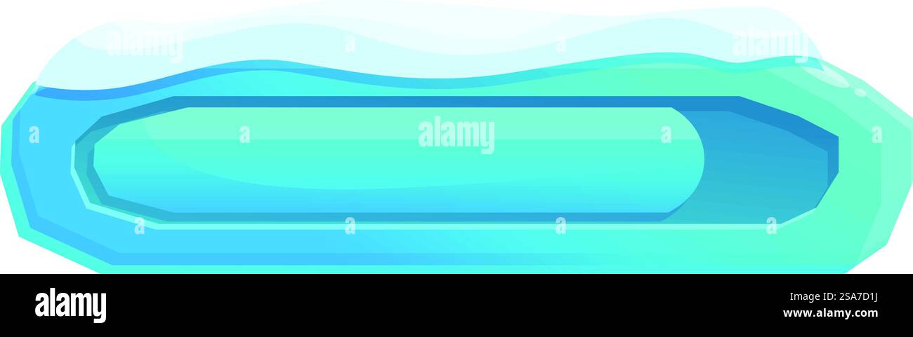 Blauer Eisknopf in Cartoon mit Schnee auf der Oberseite für das Design der spieloberfläche. Blauer Eisknopf mit Schnee auf der Oberseite für das Spiel-ui Stock Vektor