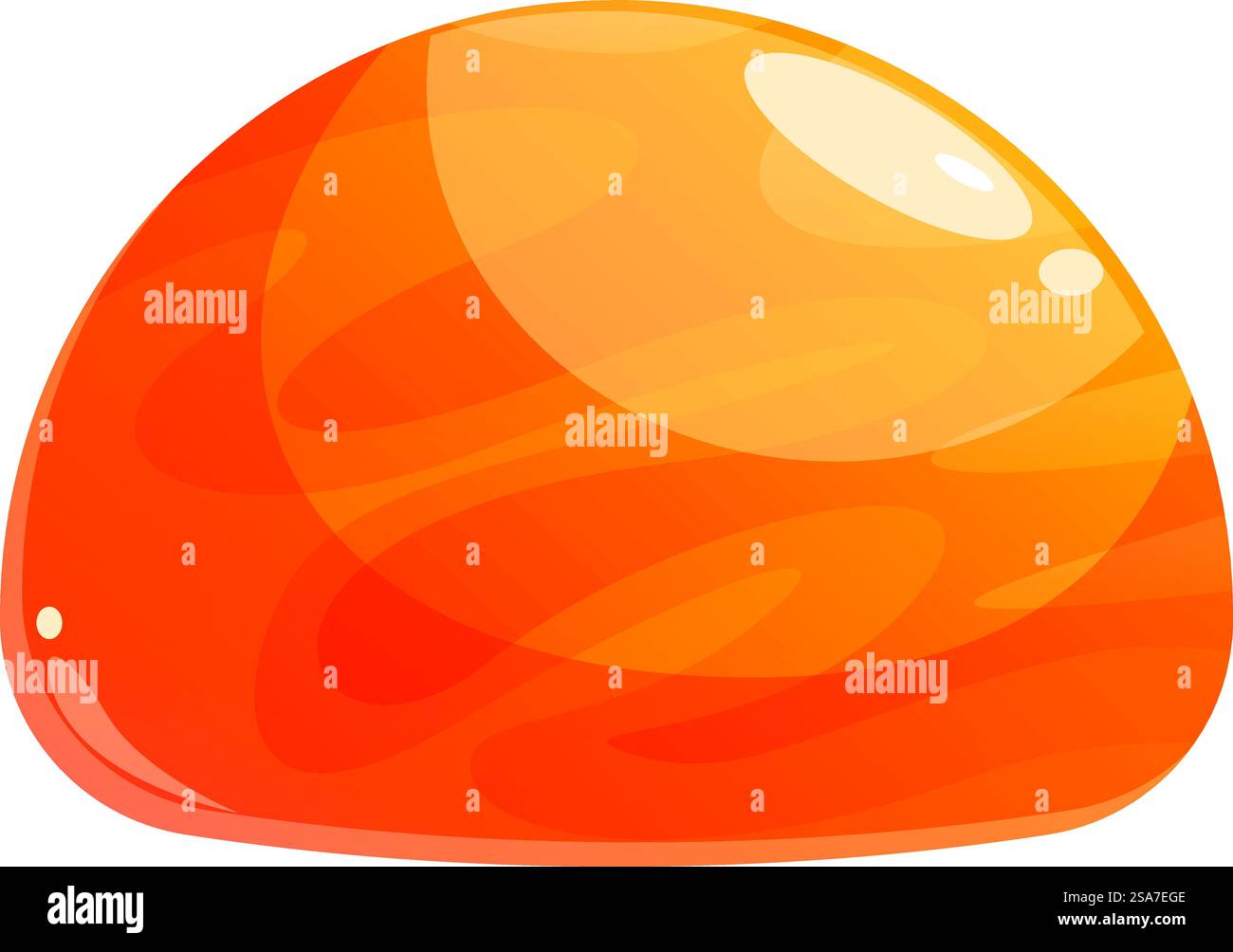 Cartoon leuchtender orangefarbener Stein, der mit Licht im Inneren glänzt, isoliert auf weißem Hintergrund. Leuchtender oranger Stein, der mit Licht im Inneren glänzt Stock Vektor