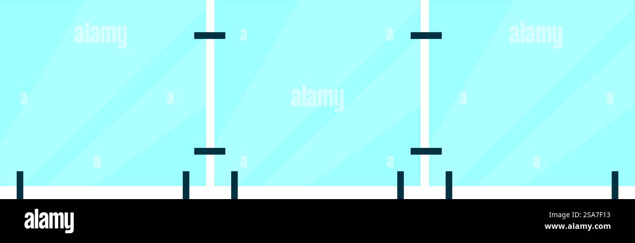 Glaspaneelwand für moderne Büroeinrichtung. Die Glaswand teilt den Raum in einem modernen Büro Stock Vektor