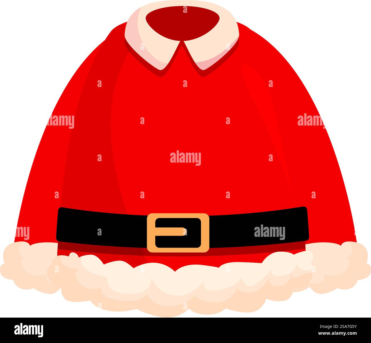 Roter weihnachtsmann-Mantel mit breitem schwarzen Ledergürtel und Pelzbesatz wartet auf die weihnachtsfeier. Der rote weihnachtsmann-Mantel wartet auf die weihnachtsfeier Stock Vektor