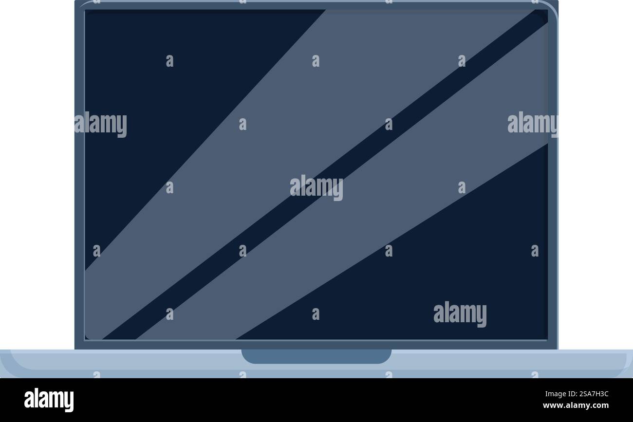 Das schlanke Notebook zeigt einen leeren Bildschirm und eignet sich perfekt zur Präsentation Ihrer Website oder Ihres Designs. Moderner Laptop mit leerem Bildschirm auf weißem Schreibtisch Stock Vektor