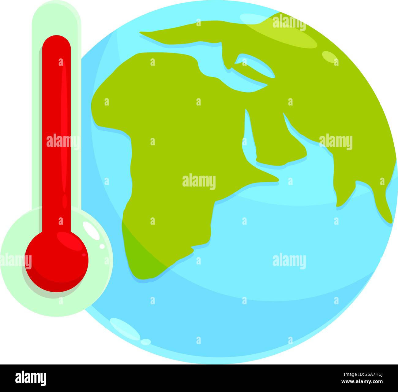 Das Thermometer zeigt eine steigende Temperatur auf dem Planeten Erde an. Thermometer zeigt die steigende Temperatur auf dem Planeten Erde an Stock Vektor