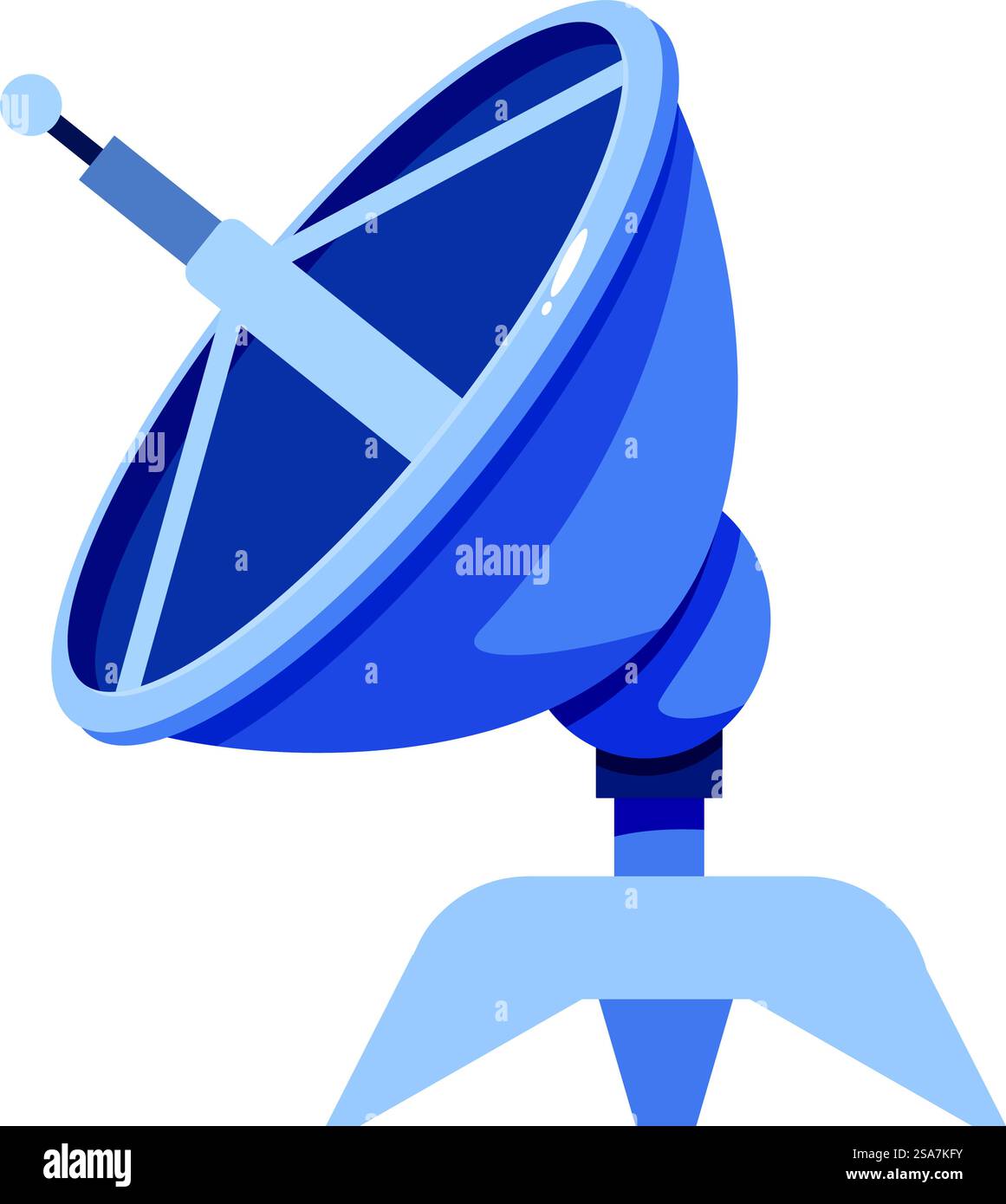 Die große Satellitenschüssel empfängt oder sendet ein Signal Stock Vektor