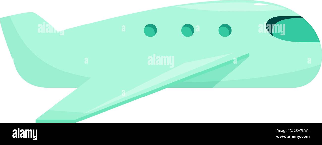 Cartoon-Illustration eines Passagierflugzeugs, das durch die Luft fliegt. Modernes Passagierflugzeug, das bei klarem Himmel fliegt Stock Vektor