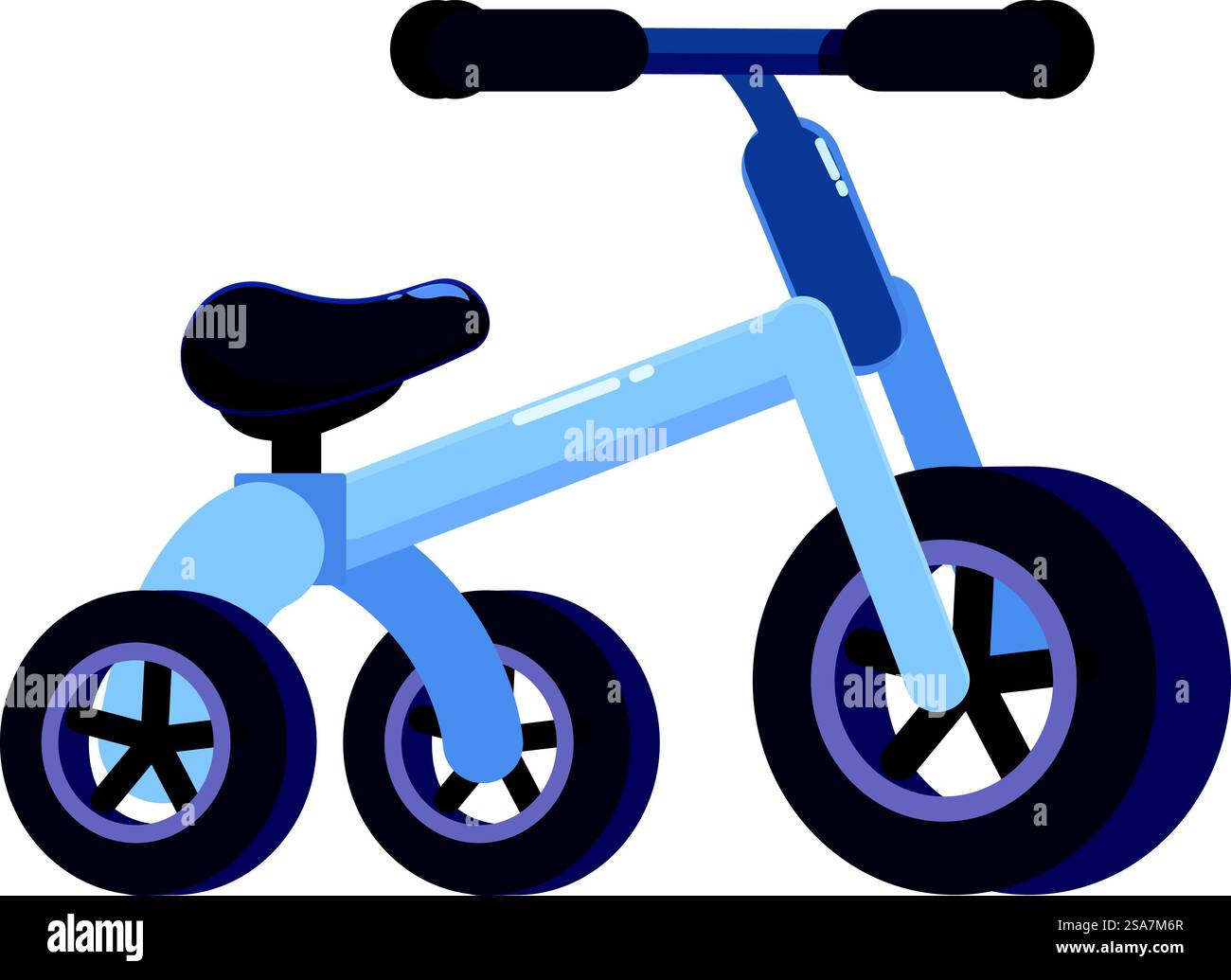 Blue Balance Bike trainiert Kinder, ohne Pedale zu fahren Stock Vektor