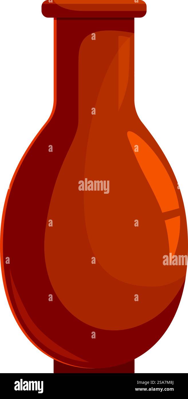 Einfache braune Tonvase mit einem schmalen Hals, der auf weißem Hintergrund steht. Braune Tonvase, die auf weißem Hintergrund steht Stock Vektor
