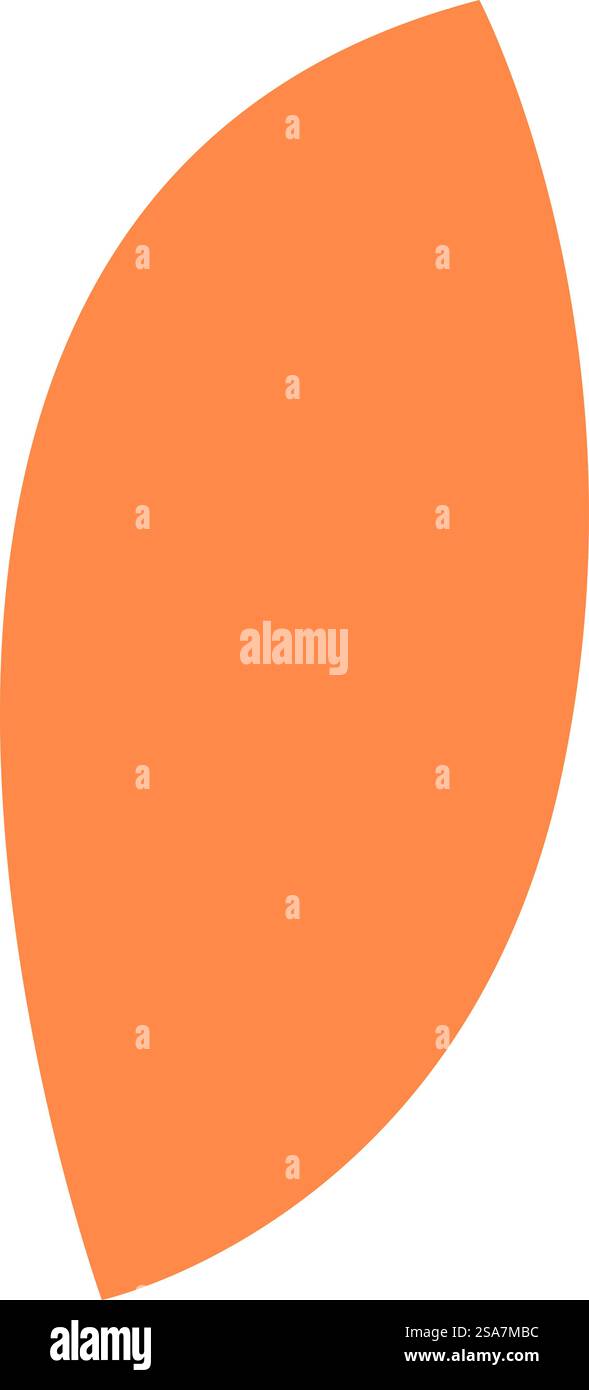 Einfache, orange, asymmetrisch abgerundete, längliche Form auf weißem Hintergrund. Orangefarbene asymmetrische abgerundete längliche Form auf weißem Hintergrund Stock Vektor