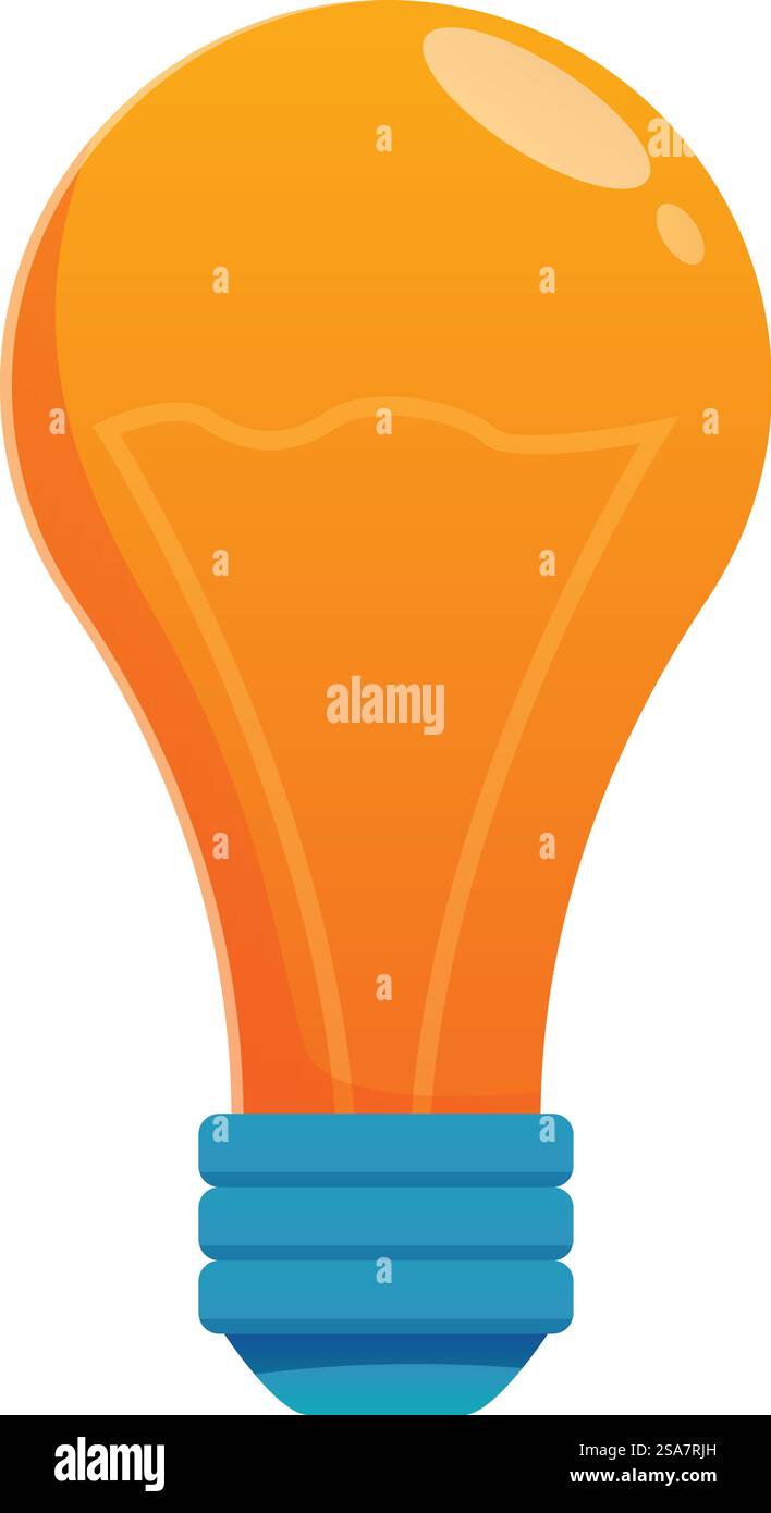 Die orangefarbene Glühlampe in Zeichentrick stellt eine neue Idee dar. Orangefarbene Glühlampe, die eine neue Idee darstellt Stock Vektor