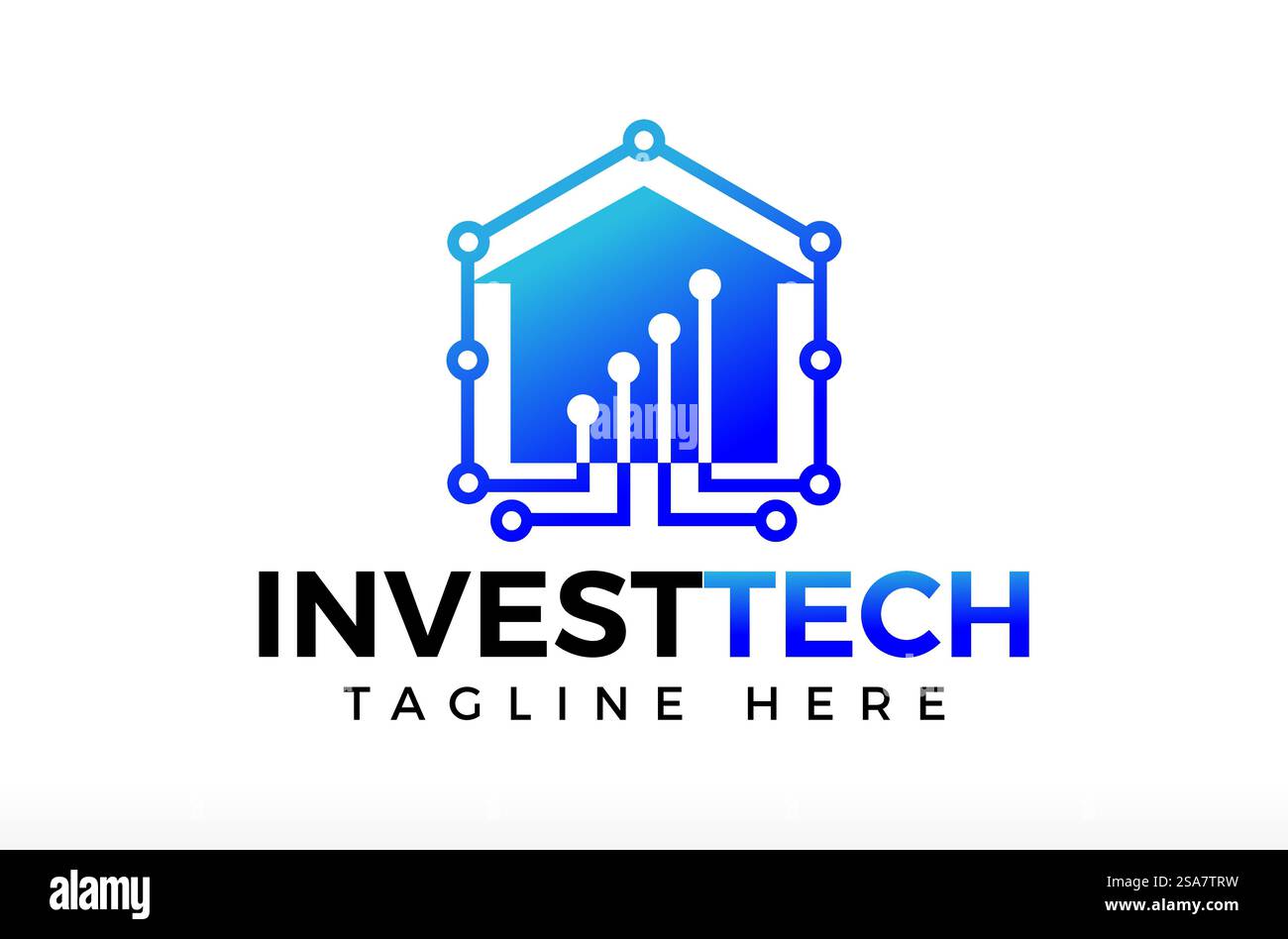 Logo für Finanztechnologie, Logo für Invest Tech, Logo für Immobilieninvestitionen, Logo für Datentechnologie, Fintech-Logo, Investmentunternehmen, Immobilientechnologie, künstlich Stock Vektor