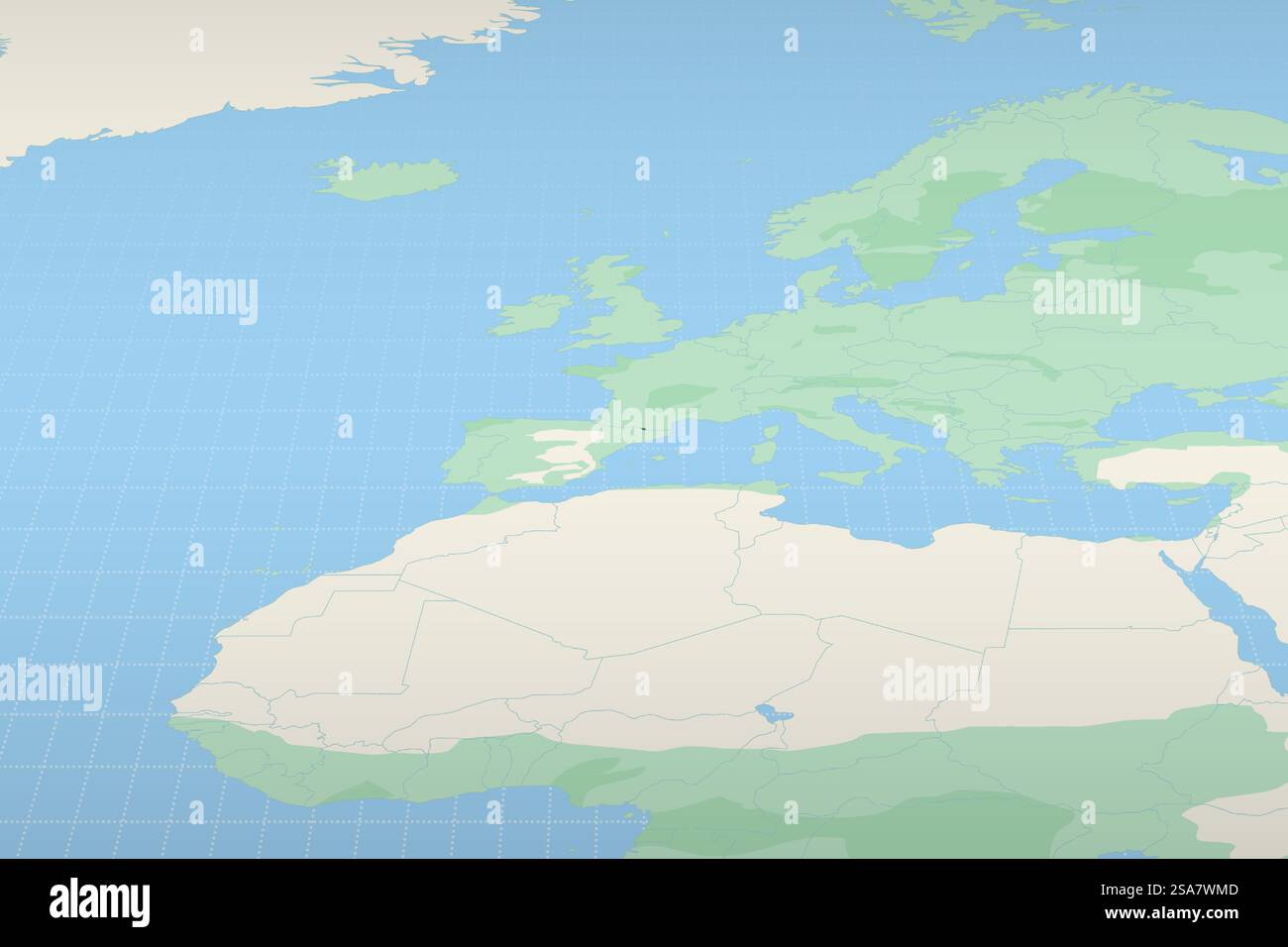 Andorra auf einer detaillierten Karte hervorgehoben, geografische Lage von Andorra. Vektorzuordnung. Stock Vektor