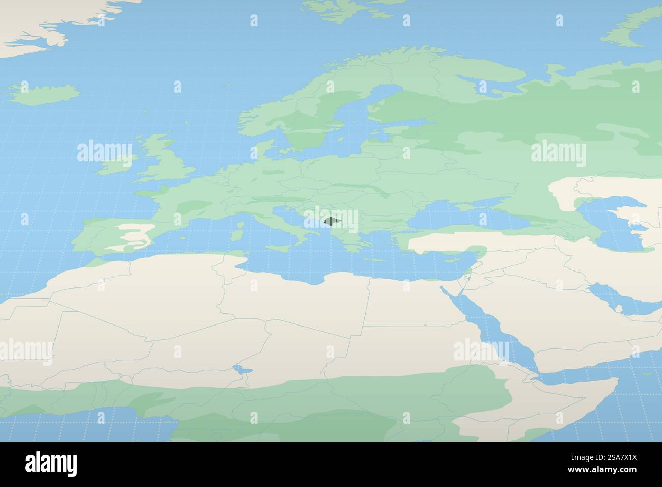 Albanien auf einer detaillierten Karte hervorgehoben, geografische Lage Albaniens. Vektorzuordnung. Stock Vektor