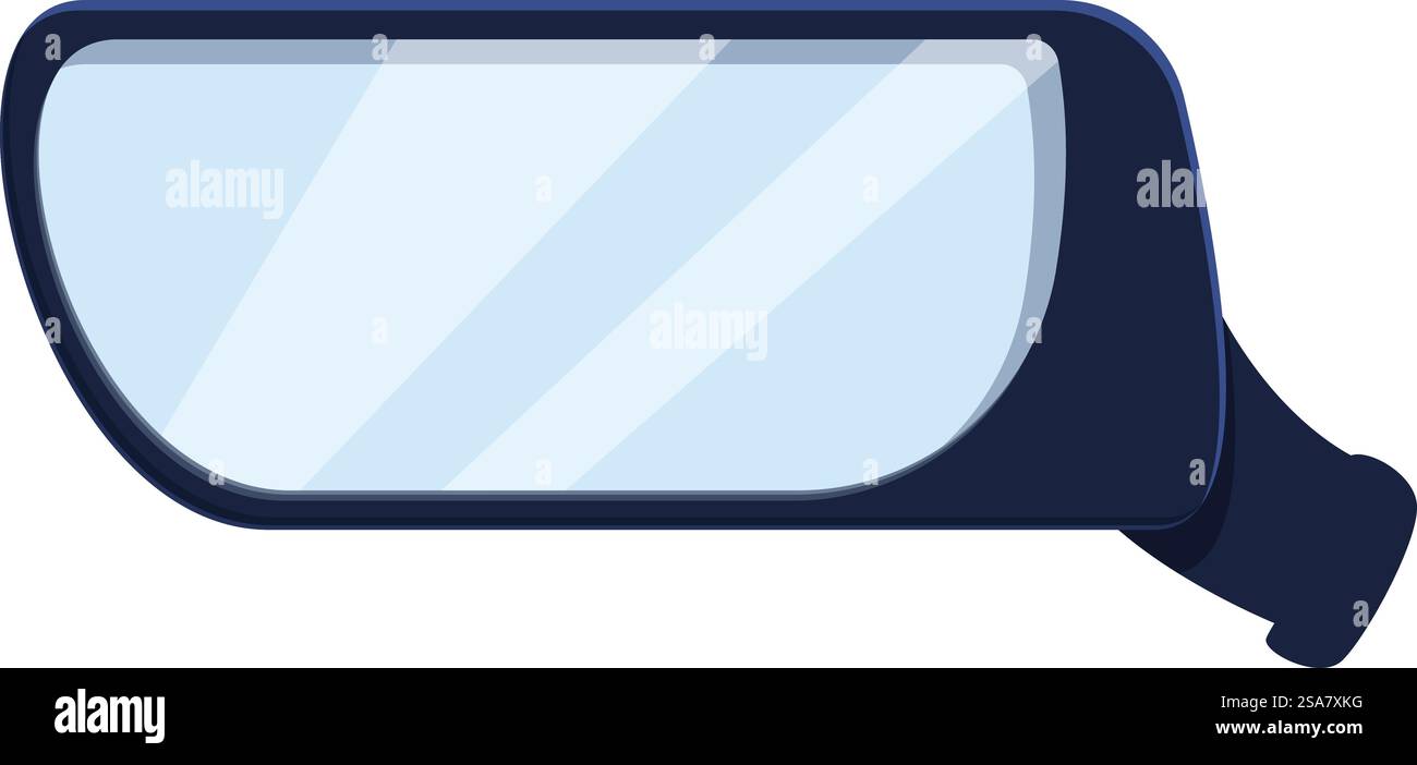 Der Rückspiegel reflektiert einen klaren blauen Himmel und sorgt so für sicheres Fahren und einen Blick auf die dahinter liegende Straße. Rückspiegel reflektiert den klaren blauen Himmel auf der Straße Stock Vektor